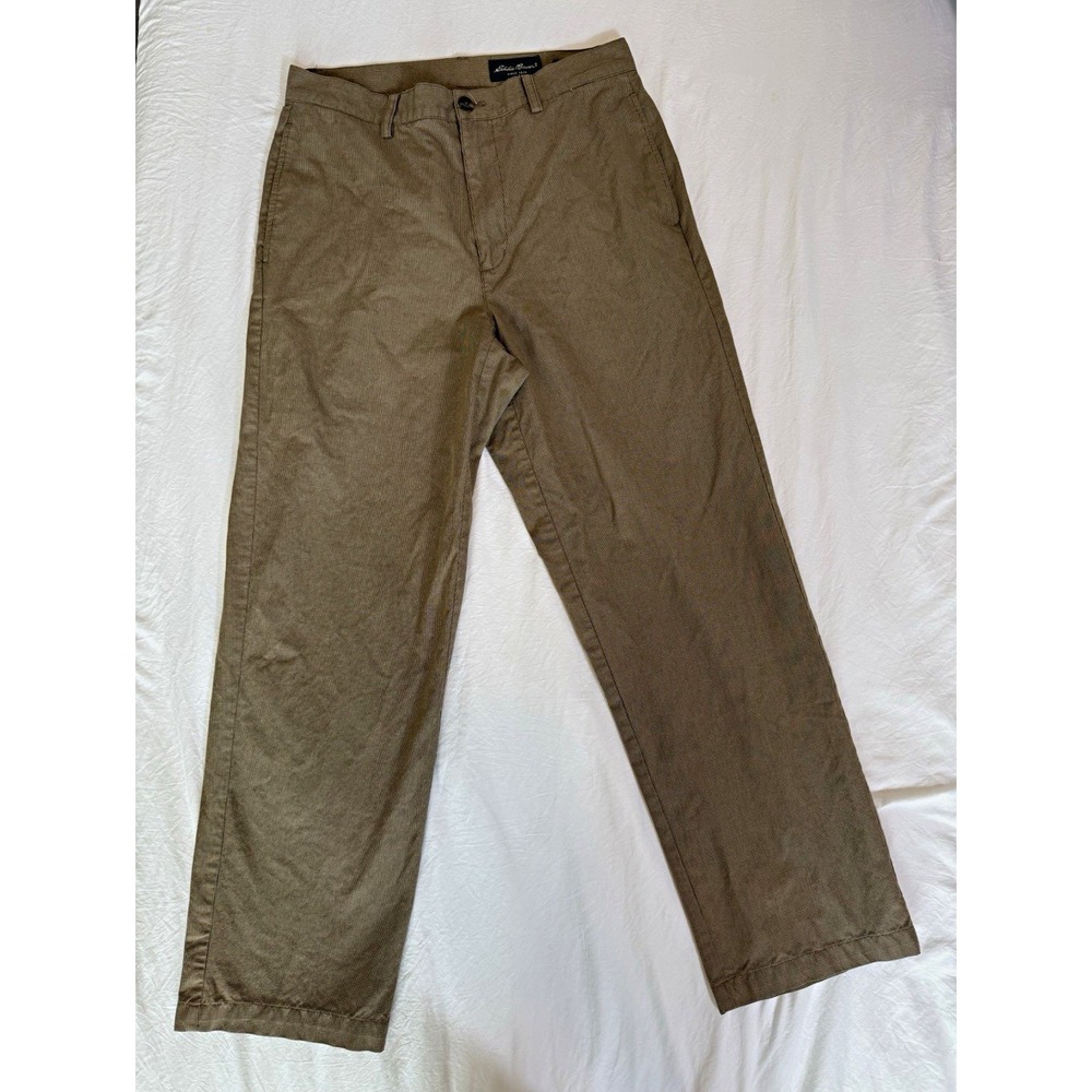 Eddie Bauer Men's Chino Pants Relaxed Fit Straight Brown Houndstooth 31W 100% C